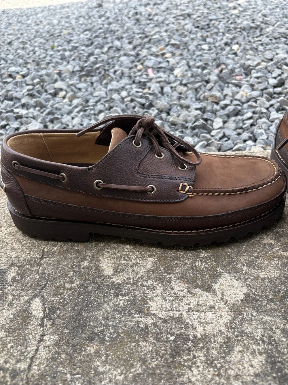 L. L. Bean Men's Brown Two-Tone Leather & Suede Boat Shoes